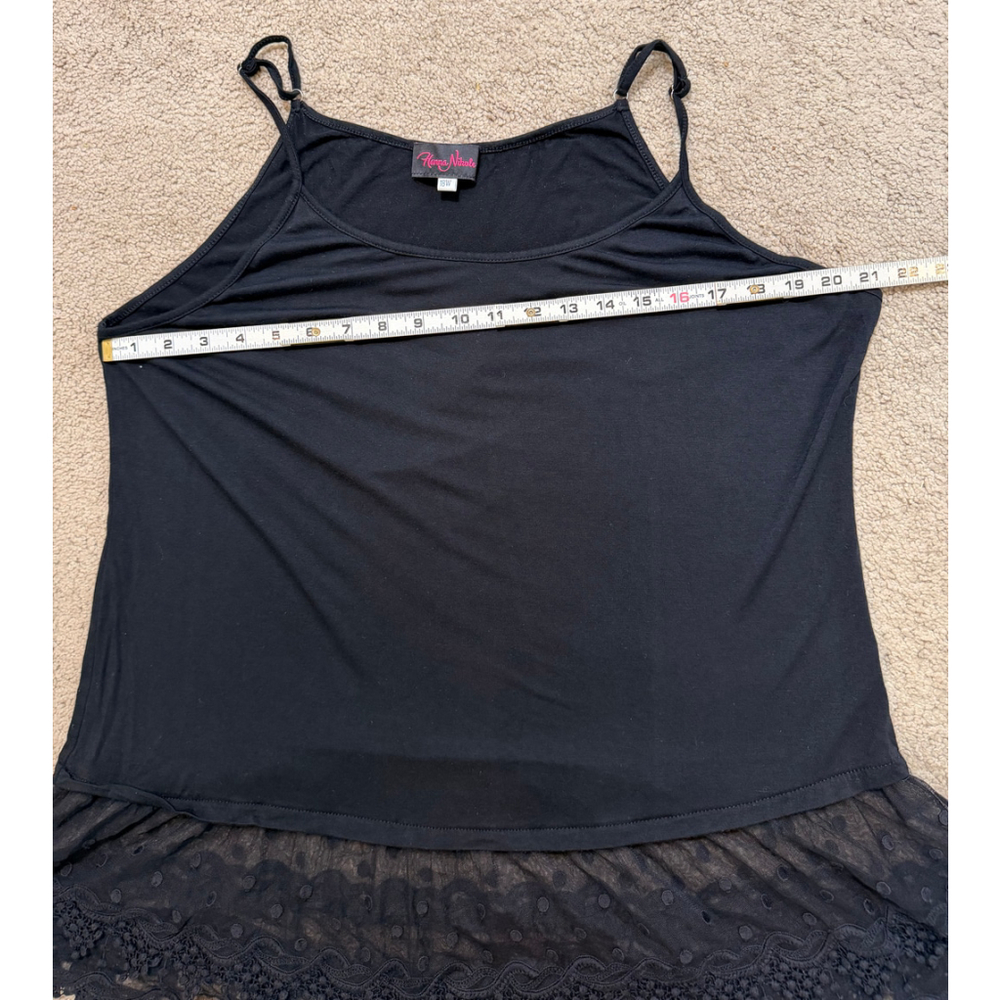 Womens Black Slip Dress Top Size 18W Lace Trim Spaghetti Strap Witchy Whimsigoth - Picture 7 of 13